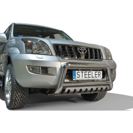 Bullbar Omologat RAR, Steeler 4x4 "A" Bar cu Placă, Culoare Argintiu, Toyota Land Cruiser 120 2002 - 2009 - EDK.ro