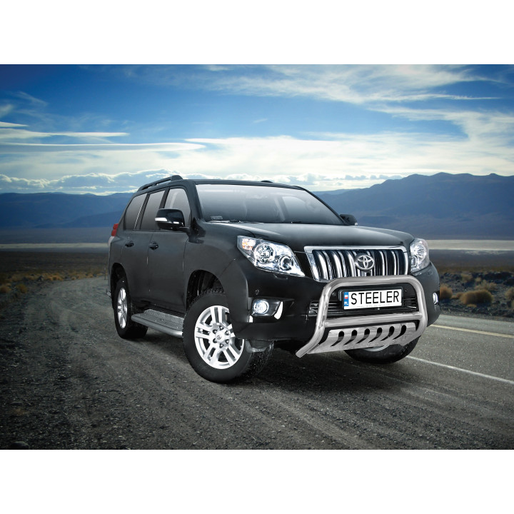 EC Homologated Bullbar, Steeler 4x4 "A" Bar with Plate, Color Silver, Toyota Land Cruiser 150 2010 - 2013 - EDK.ro