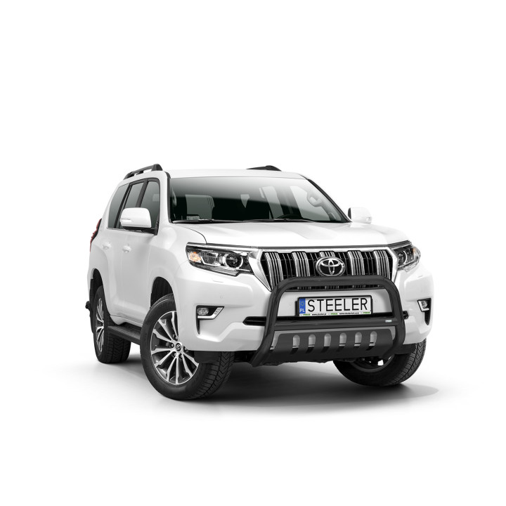 EC Homologated Bullbar, Steeler 4x4 "A" Bar with Plate, Color Black, Toyota Land Cruiser 150 2017 - Present - EDK.ro