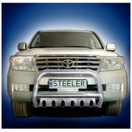 Bullbar Omologat RAR, Steeler 4x4 "A" Bar cu Placă, Culoare Argintiu, Toyota Land Cruiser V8 2007 - 2012 - EDK.ro