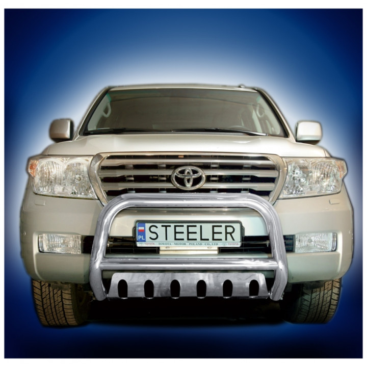 EC Homologated Bullbar, Steeler 4x4 "A" Bar with Plate, Color Silver, Toyota Land Cruiser V8 2007 - 2012 - EDK.ro