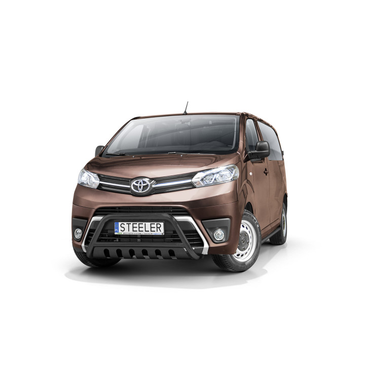 EC Homologated Bullbar, Steeler 4x4 "A" Bar with Plate, Color Silver, Toyota ProAce 2016 - Present - EDK.ro