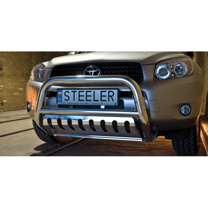 EC Homologated Bullbar, Steeler 4x4 "A" Bar with Plate, Color Silver, Toyota RAV4 2006 - 2010 - EDK.ro