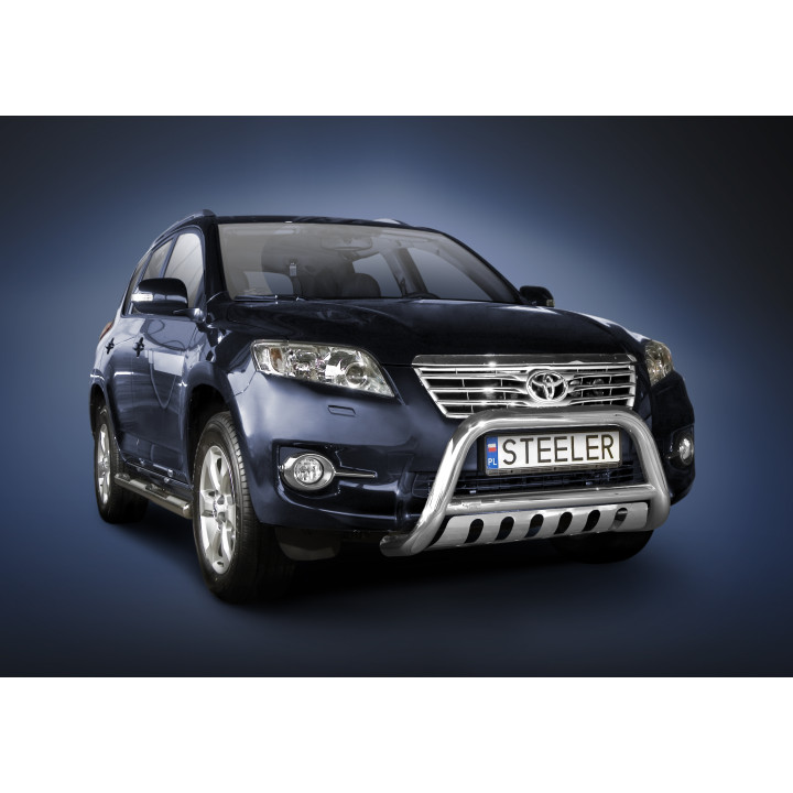 EC Homologated Bullbar, Steeler 4x4 "A" Bar with Plate, Color Silver, Toyota RAV4 2010 - 2013 - EDK.ro