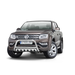 EC Homologated Bullbar, Steeler 4x4 "A" Bar with Plate, Color Silver, Volkswagen Amarok 2016 - 2022 - EDK.ro