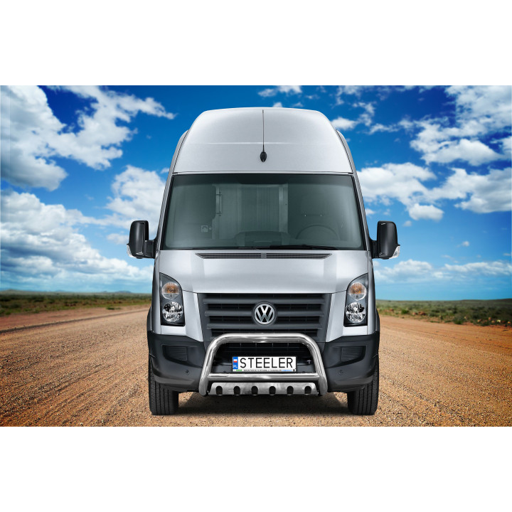 Bullbar Omologat RAR, Steeler 4x4 "A" Bar cu Placă, Culoare Argintiu, Volkswagen Crafter 2006 - 2017 - EDK.ro