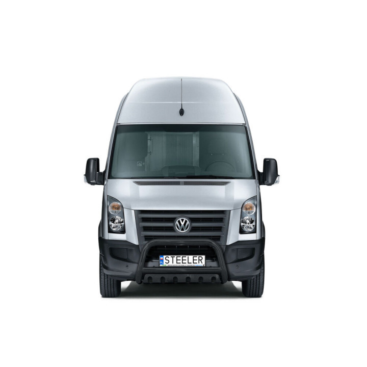 EC Homologated Bullbar, Steeler 4x4 "A" Bar with Plate, Color Black, Volkswagen Crafter 2006 - 2017 - EDK.ro