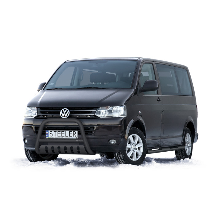 Bullbar Omologat RAR, Steeler 4x4 "A" Bar cu Placă, Culoare Negru, Volkswagen Transporter T5 2003 - 2015 - EDK.ro