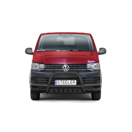 EC Homologated Bullbar, Steeler 4x4 "A" Bar with Plate, Color Black, Volkswagen Transporter T6 2015 - 2019 - EDK.ro