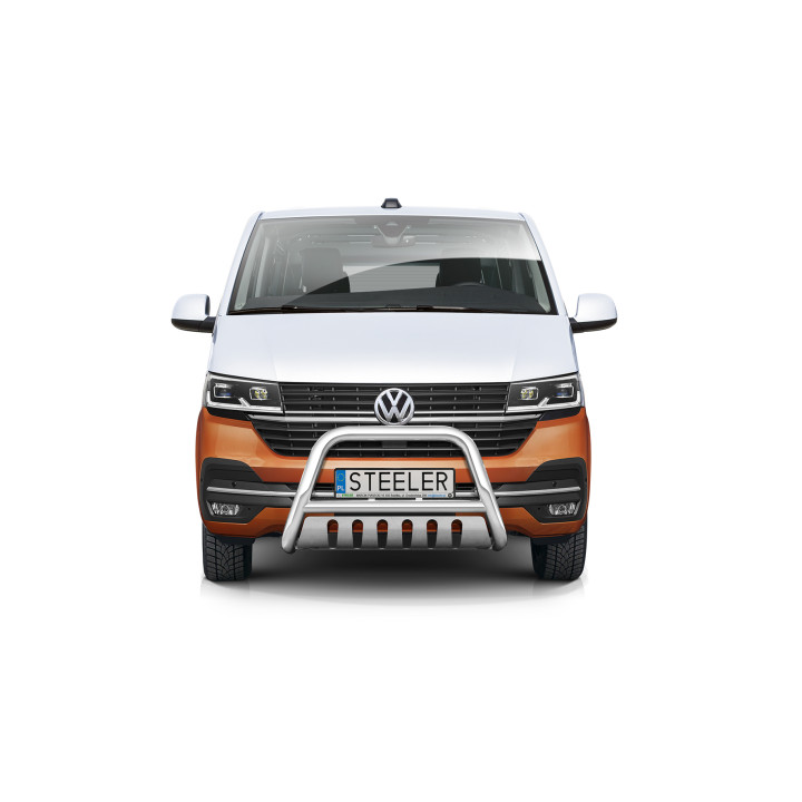 Bullbar Omologat RAR, Steeler 4x4 "A" Bar cu Placă, Culoare Argintiu, Volkswagen Transporter T6.1 2019 - Prezent - EDK.ro