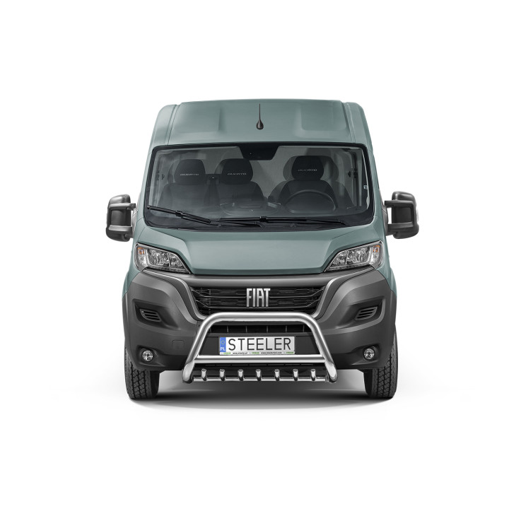 EC Homologated Bullbar, Steeler 4x4 "A" Bar with Spikes, Color Silver, Fiat Ducato / Citroën Jumper / Peugeot Boxer 2006 - 2024 
