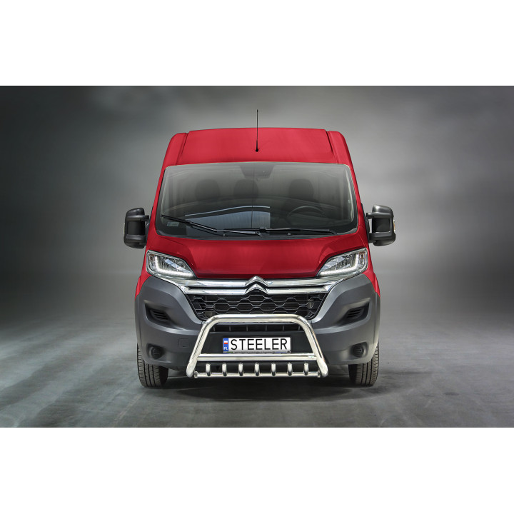 EC Homologated Bullbar, Steeler 4x4 "A" Bar with Spikes, Color Silver, Fiat Ducato / Citroën Jumper / Peugeot Boxer 2006 - 2024 