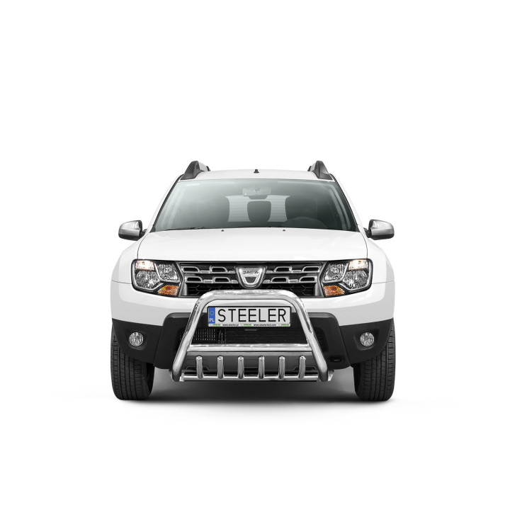 EC Homologated Bullbar, Steeler 4x4 "A" Bar with Spikes, Color Silver, Dacia Duster 2010 - 2018 - EDK.ro