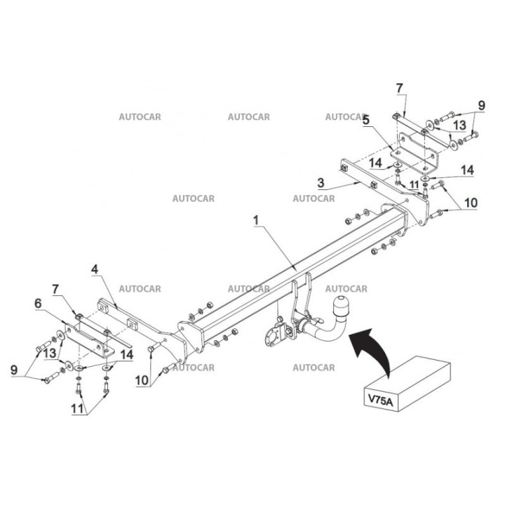 Towbar, Auto-Hak, Automatic Detachable System, Nissan Pulsar 2014 - Present - EDK.ro