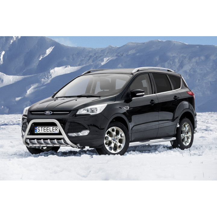 Bullbar Omologat RAR, Steeler 4x4 "A" Bar cu Țăruși, Culoare Argintiu, Ford Kuga 2012 - 2017 - EDK.ro
