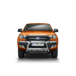 Bullbar Omologat RAR, Steeler 4x4 "A" Bar cu Țăruși, Culoare Argintiu, Ford Ranger 2012 - 2019 - EDK.ro