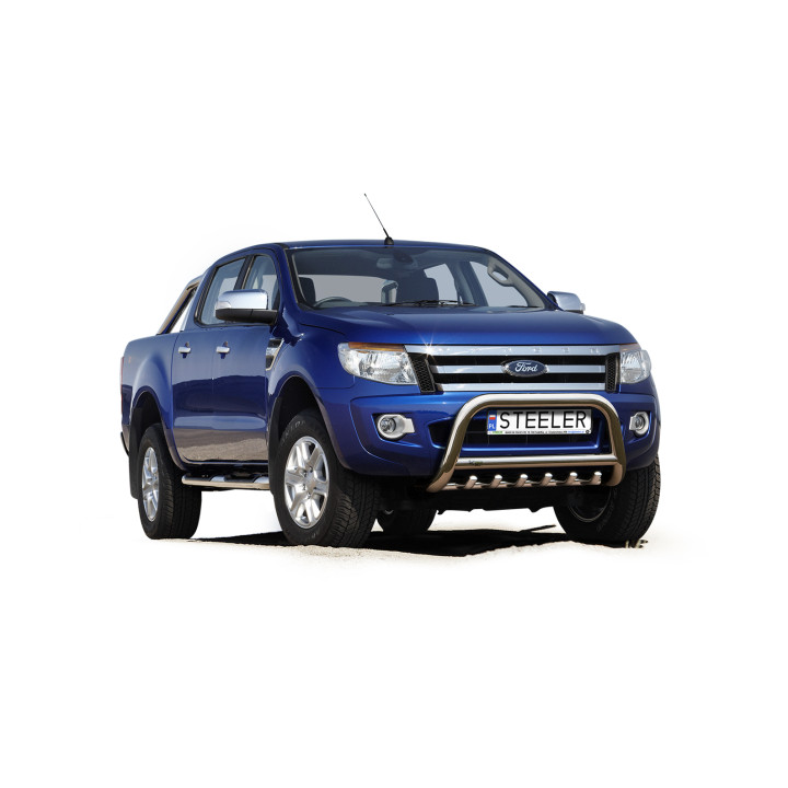 EC Homologated Bullbar, Steeler 4x4 "A" Bar with Spikes, Color Silver, Ford Ranger 2012 - 2019 - EDK.ro