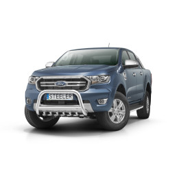 Bullbar Omologat RAR, Steeler 4x4 "A" Bar cu Țăruși, Culoare Argintiu, Ford Ranger 2019 - 2022 - EDK.ro