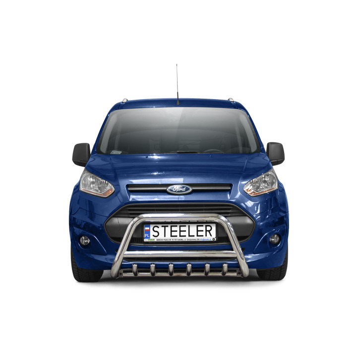 EC Homologated Bullbar, Steeler 4x4 "A" Bar with Spikes, Color Silver, Ford Transit Connect 2013 - 2021 - EDK.ro