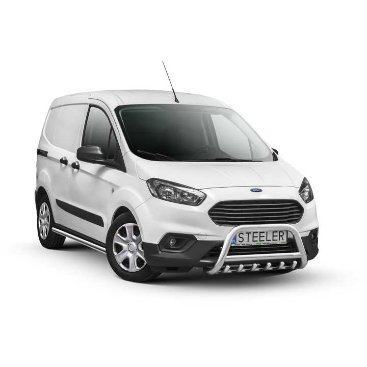 EC Homologated Bullbar, Steeler 4x4 "A" Bar with Spikes, Color Silver, Ford Transit Courier 2018 - Present - EDK.ro