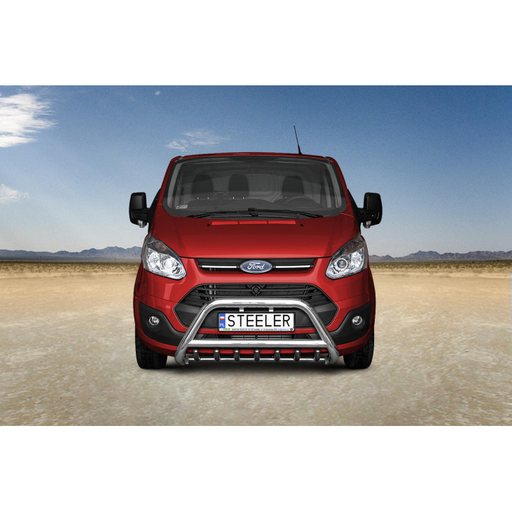 EC Homologated Bullbar, Steeler 4x4 "A" Bar with Spikes, Color Silver, Ford Transit Custom 2012 - 2018 - EDK.ro