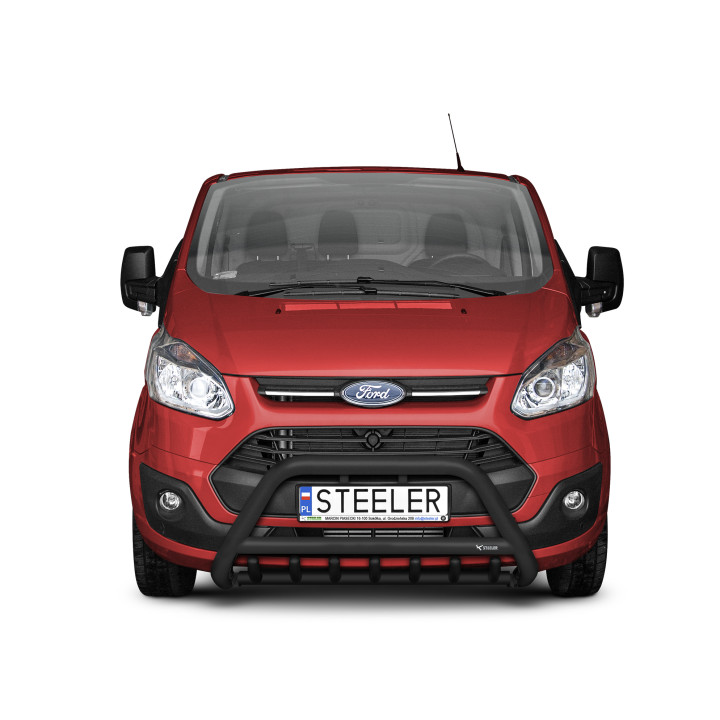 Bullbar Omologat RAR, Steeler 4x4 "A" Bar cu Țăruși, Culoare Negru, Ford Transit Custom 2012 - 2018 - EDK.ro