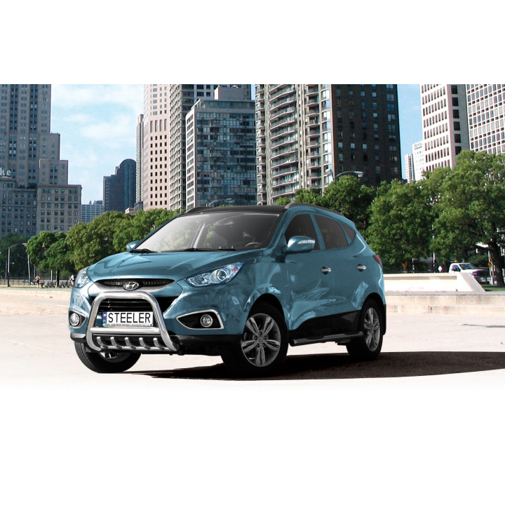 EC Homologated Bullbar, Steeler 4x4 "A" Bar with Spikes, Color Silver, Hyundai ix35 2009 - 2015 - EDK.ro