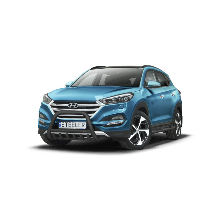 EC Homologated Bullbar, Steeler 4x4 "A" Bar with Spikes, Color Black, Hyundai Tucson 2015 - 2018 - EDK.ro