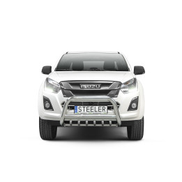 Bullbar Omologat RAR, Steeler 4x4 "A" Bar cu Țăruși, Culoare Argintiu, Isuzu D-Max 2012 - Prezent - EDK.ro