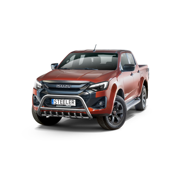 Bullbar Omologat RAR, Steeler 4x4 "A" Bar cu Țăruși, Culoare Argintiu, Isuzu D-Max 2024 - Prezent - EDK.ro