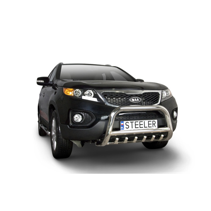 Bullbar Omologat RAR, Steeler 4x4 "A" Bar cu Țăruși, Culoare Argintiu, Kia Sorento 2009 - 2012 - EDK.ro