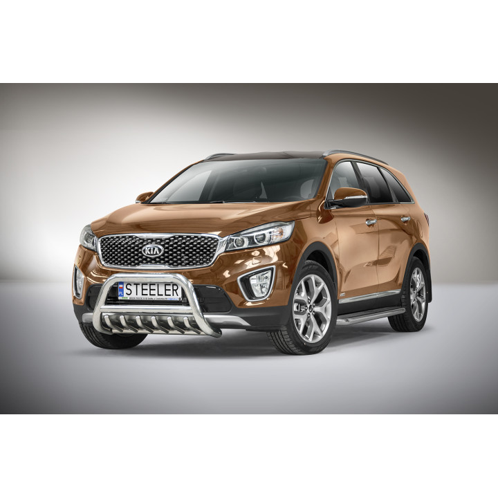 Bullbar Omologat RAR, Steeler 4x4 "A" Bar cu Țăruși, Culoare Argintiu, Kia Sorento 2015 - 2018 - EDK.ro
