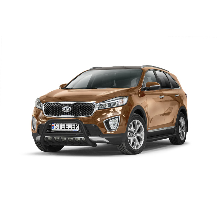 EC Homologated Bullbar, Steeler 4x4 "A" Bar with Spikes, Color Black, Kia Sorento 2015 - 2018 - EDK.ro
