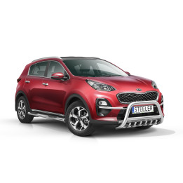 Bullbar Omologat RAR, Steeler 4x4 "A" Bar cu Țăruși, Culoare Argintiu, Kia Sportage 2018 - 2021 - EDK.ro