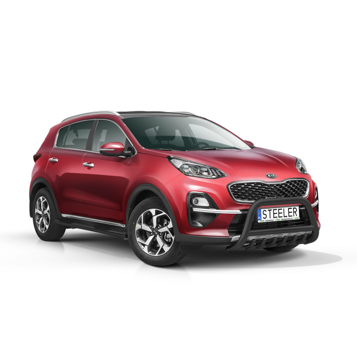 Bullbar Omologat RAR, Steeler 4x4 "A" Bar cu Țăruși, Culoare Argintiu, Kia Sportage 2018 - 2021 - EDK.ro
