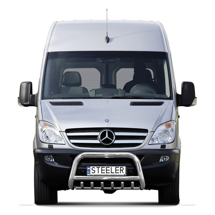 Bullbar Omologat RAR, Steeler 4x4 "A" Bar cu Țăruși, Culoare Argintiu, Mercedes-Benz Sprinter 2006 - 2018 - EDK.ro