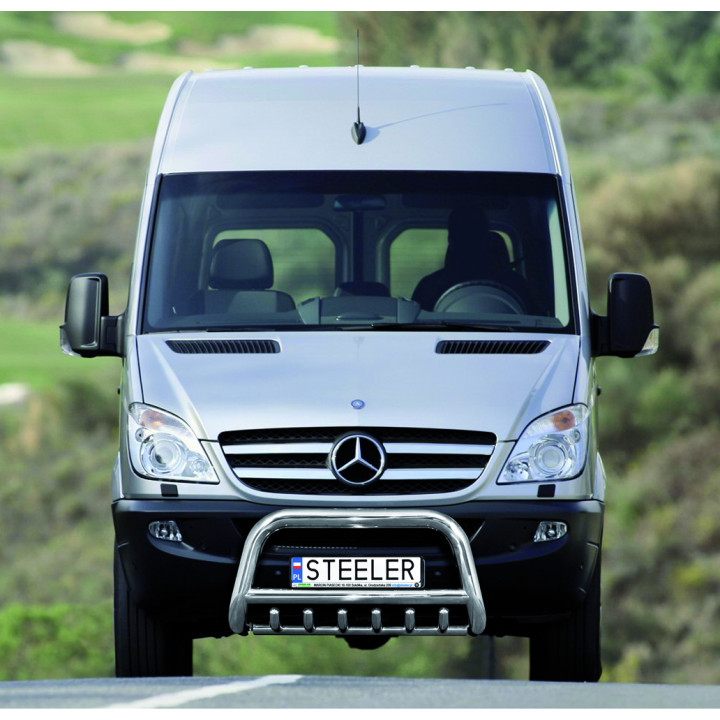 EC Homologated Bullbar, Steeler 4x4 "A" Bar with Spikes, Color Silver, Mercedes-Benz Sprinter 2006 - 2018 - EDK.ro