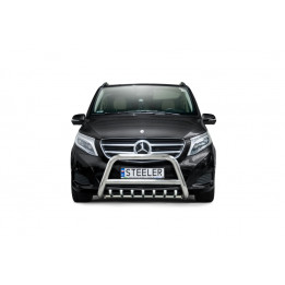 Bullbar Omologat RAR, Steeler 4x4 "A" Bar cu Țăruși, Culoare Argintiu, Mercedes-Benz V-Class 2014 - 2019 - EDK.ro