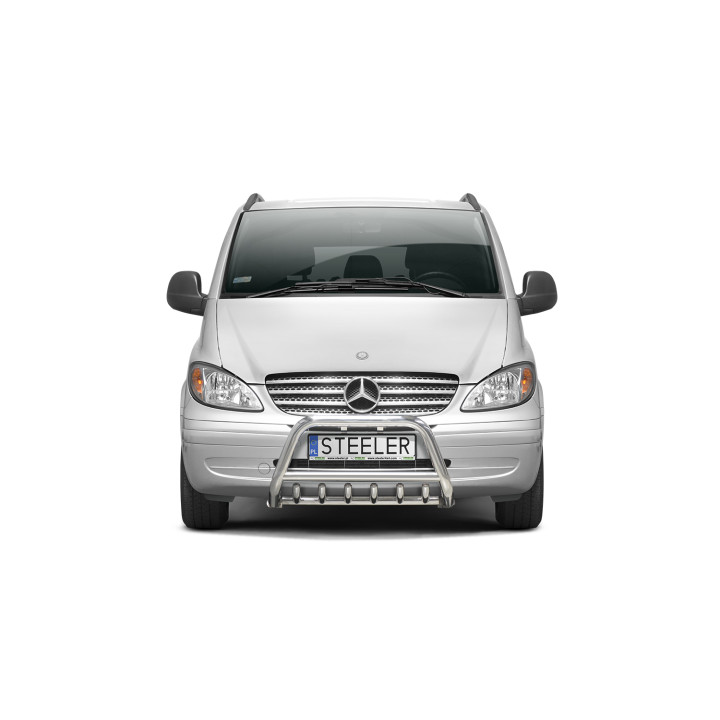 Bullbar Omologat RAR, Steeler 4x4 "A" Bar cu Țăruși, Culoare Argintiu, Mercedes-Benz Vito 2003 - 2010 - EDK.ro