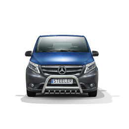 Bullbar Omologat RAR, Steeler 4x4 "A" Bar cu Țăruși, Culoare Argintiu, Mercedes-Benz Vito 2014 - 2020 - EDK.ro