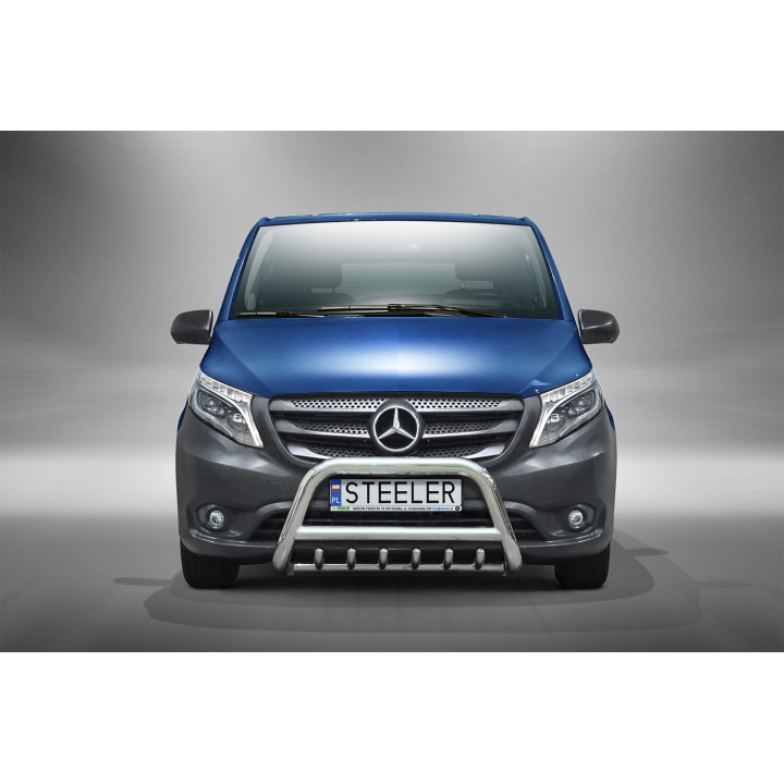 Bullbar Omologat RAR, Steeler 4x4 "A" Bar cu Țăruși, Culoare Argintiu, Mercedes-Benz Vito 2014 - 2020 - EDK.ro
