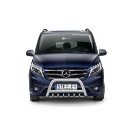 EC Homologated Bullbar, Steeler 4x4 "A" Bar with Spikes, Color Silver, Mercedes-Benz Vito 2020 - 2024 - EDK.ro