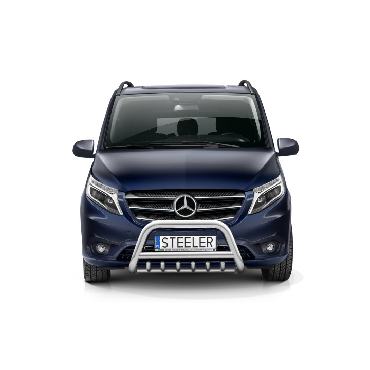 Bullbar Omologat RAR, Steeler 4x4 "A" Bar cu Țăruși, Culoare Argintiu, Mercedes-Benz Vito 2020 - 2024 - EDK.ro