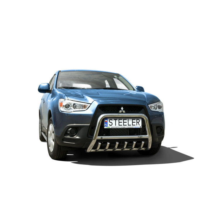 EC Homologated Bullbar, Steeler 4x4 "A" Bar with Spikes, Color Silver, Mitsubishi ASX 2010 - 2012 - EDK.ro