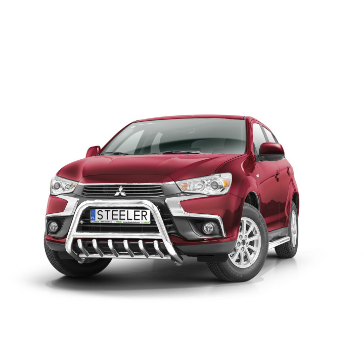 EC Homologated Bullbar, Steeler 4x4 "A" Bar with Spikes, Color Silver, Mitsubishi ASX 2017 - 2019 - EDK.ro