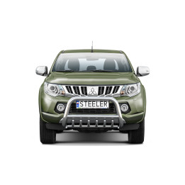 EC Homologated Bullbar, Steeler 4x4 "A" Bar with Spikes, Color Silver, Mitsubishi L200 2015 - 2019 - EDK.ro