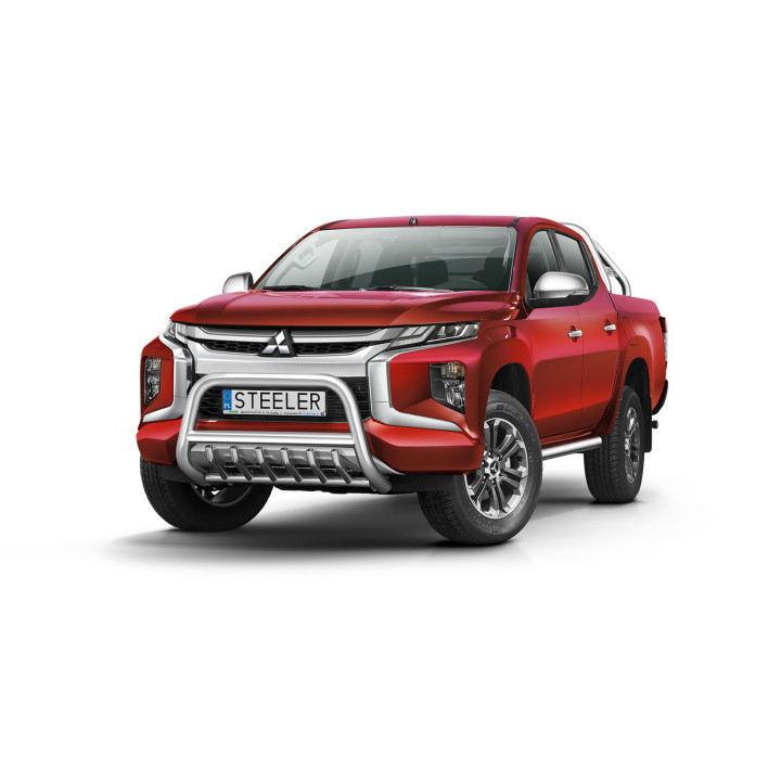 Bullbar Omologat RAR, Steeler 4x4 "A" Bar cu Țăruși, Culoare Argintiu, Mitsubishi L200 2019 - Prezent - EDK.ro