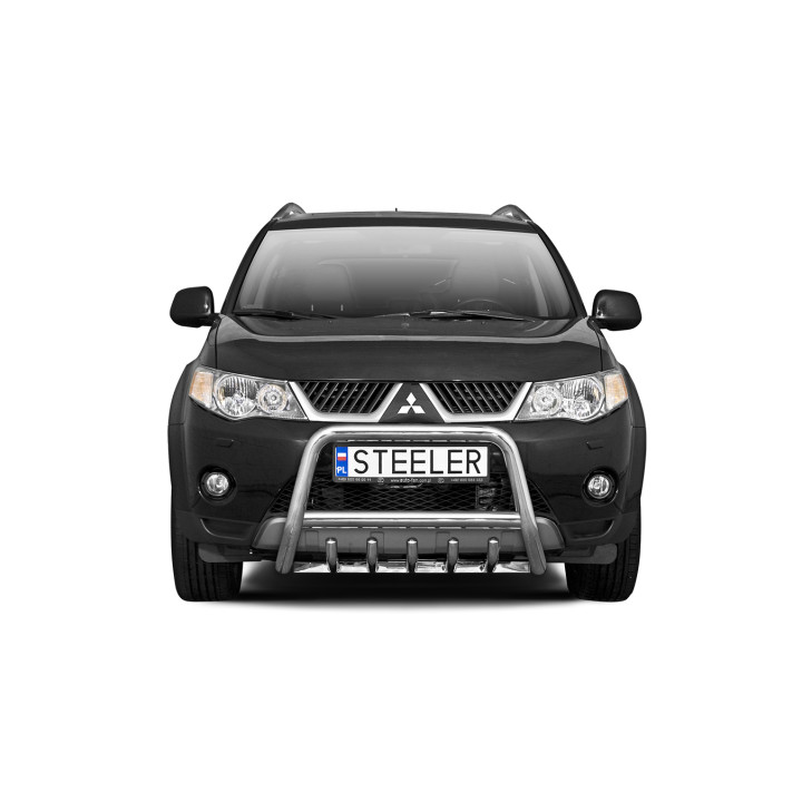 Bullbar Omologat RAR, Steeler 4x4 "A" Bar cu Țăruși, Culoare Argintiu, Mitsubishi Outlander 2007 - 2009 - EDK.ro