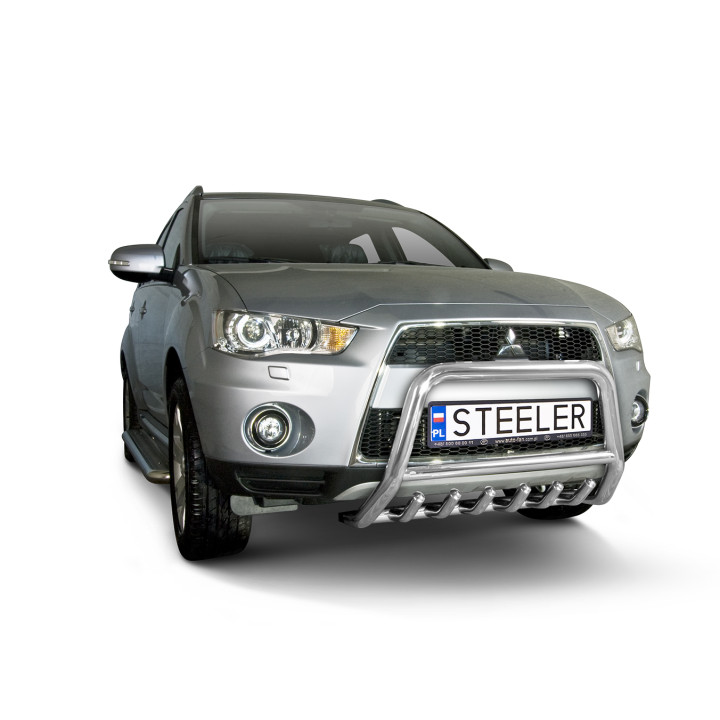 Bullbar Omologat RAR, Steeler 4x4 "A" Bar cu Țăruși, Culoare Argintiu, Mitsubishi Outlander 2009 - 2012 - EDK.ro