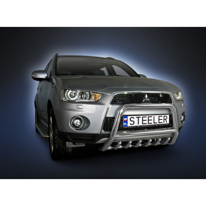 EC Homologated Bullbar, Steeler 4x4 "A" Bar with Spikes, Color Silver, Mitsubishi Outlander 2009 - 2012 - EDK.ro